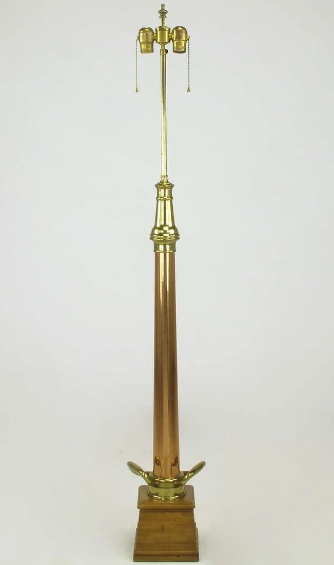 53" Tall Brass & Copper Fire Nozzle Table Lamp. - 3