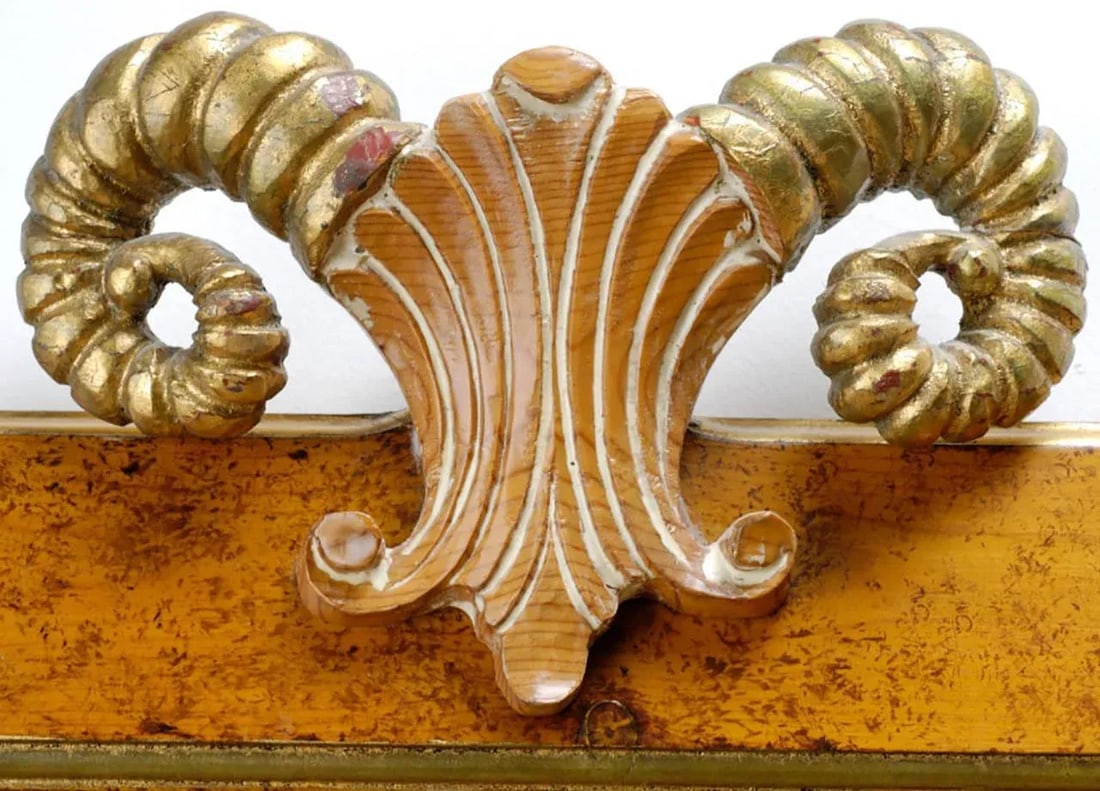 Carved and Gilt Ram's Head Mirror and Hanging Console - 2