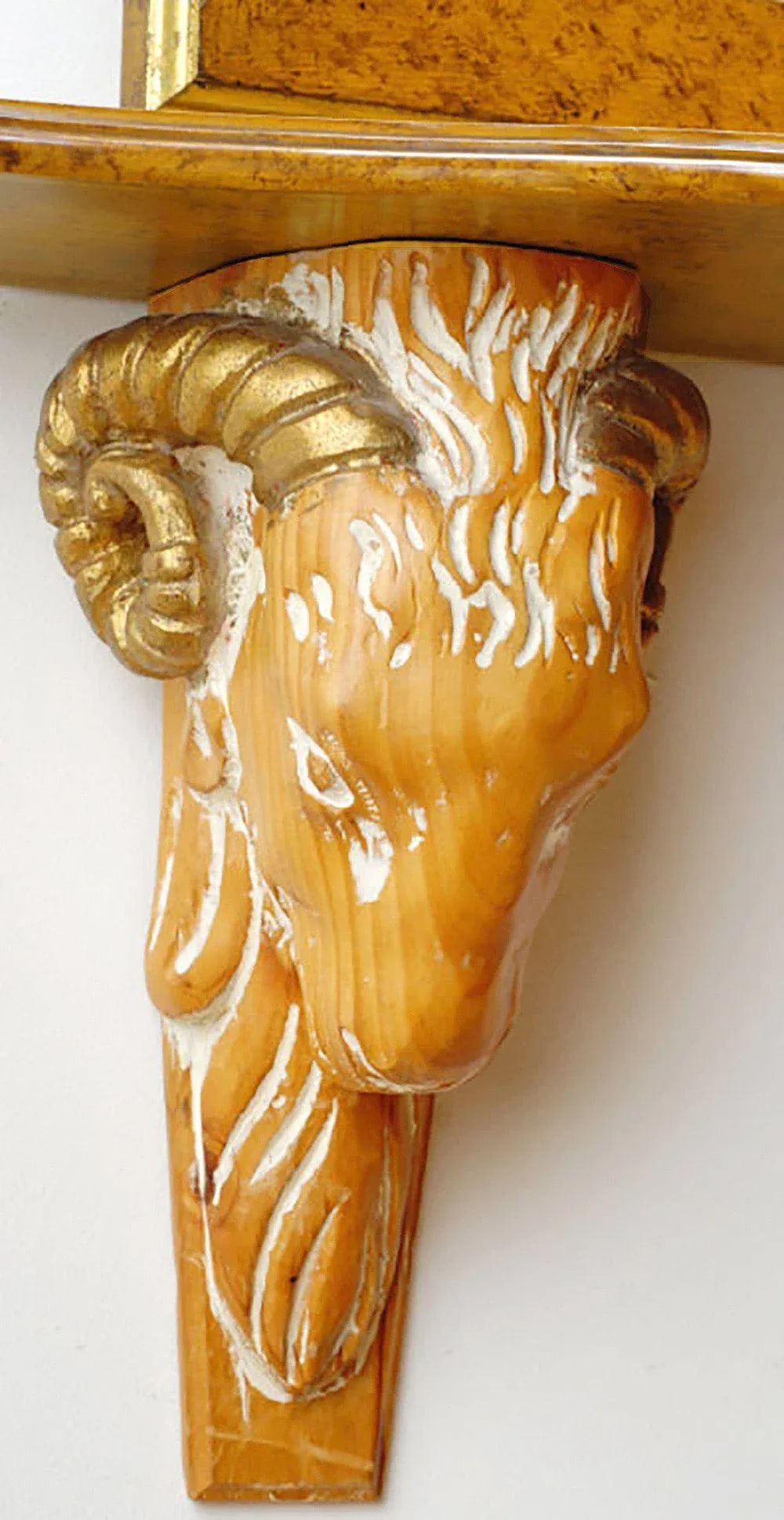 Carved and Gilt Ram's Head Mirror and Hanging Console - 3