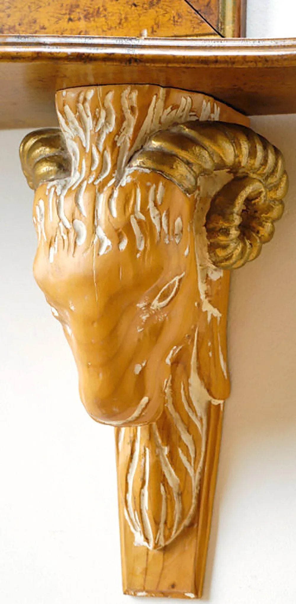 Carved and Gilt Ram's Head Mirror and Hanging Console - 4