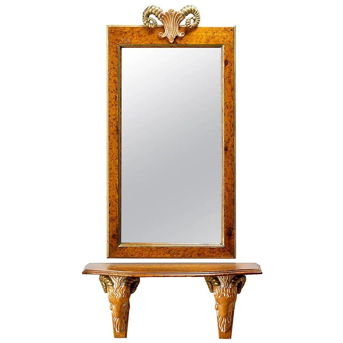 Carved and Gilt Ram's Head Mirror and Hanging Console - 9