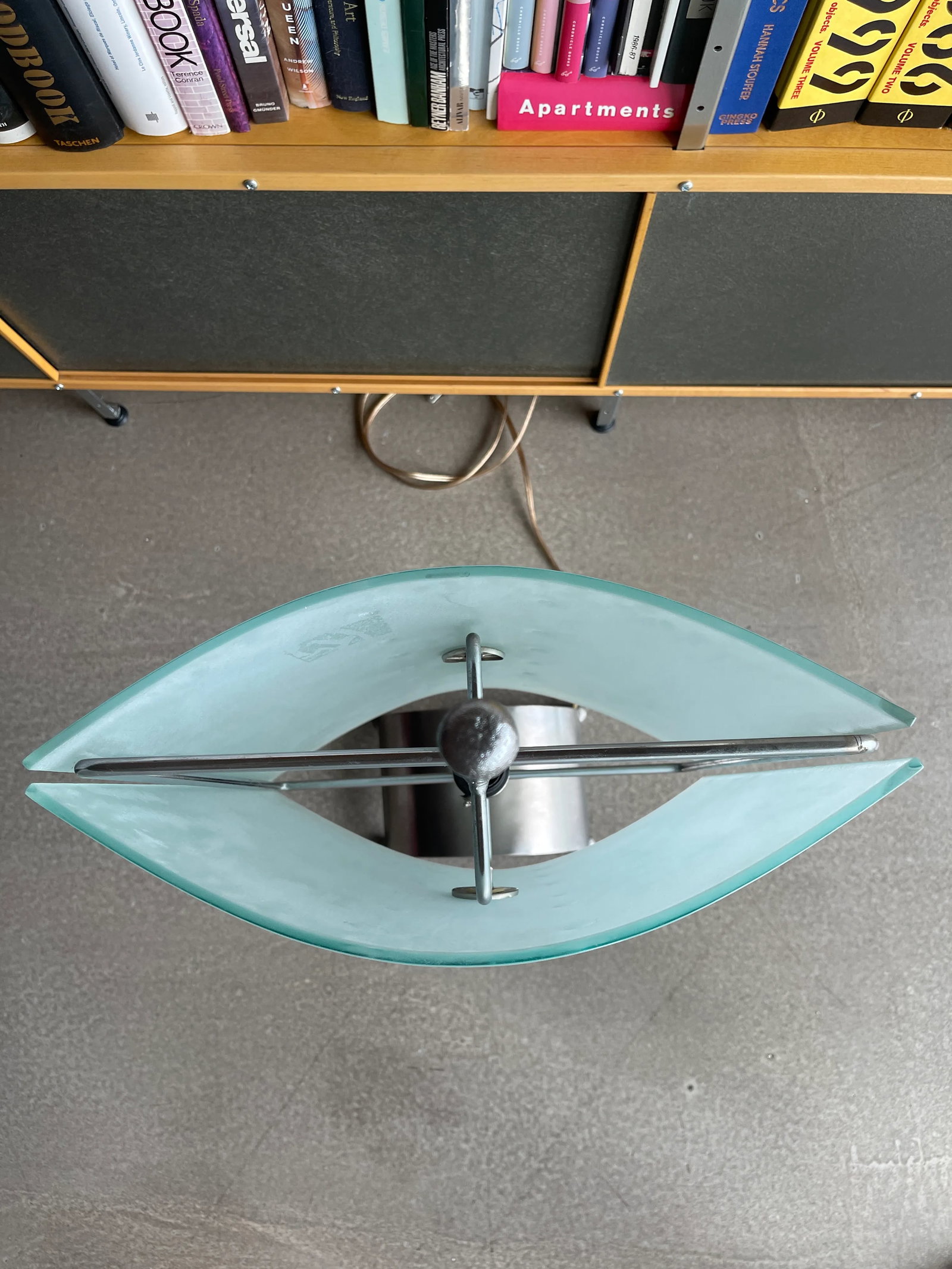 80s Monumental Glass Panel Steel Lamp Postmodern Fontana Arte Fratelli Martini Ponti Tronconi Style - 11