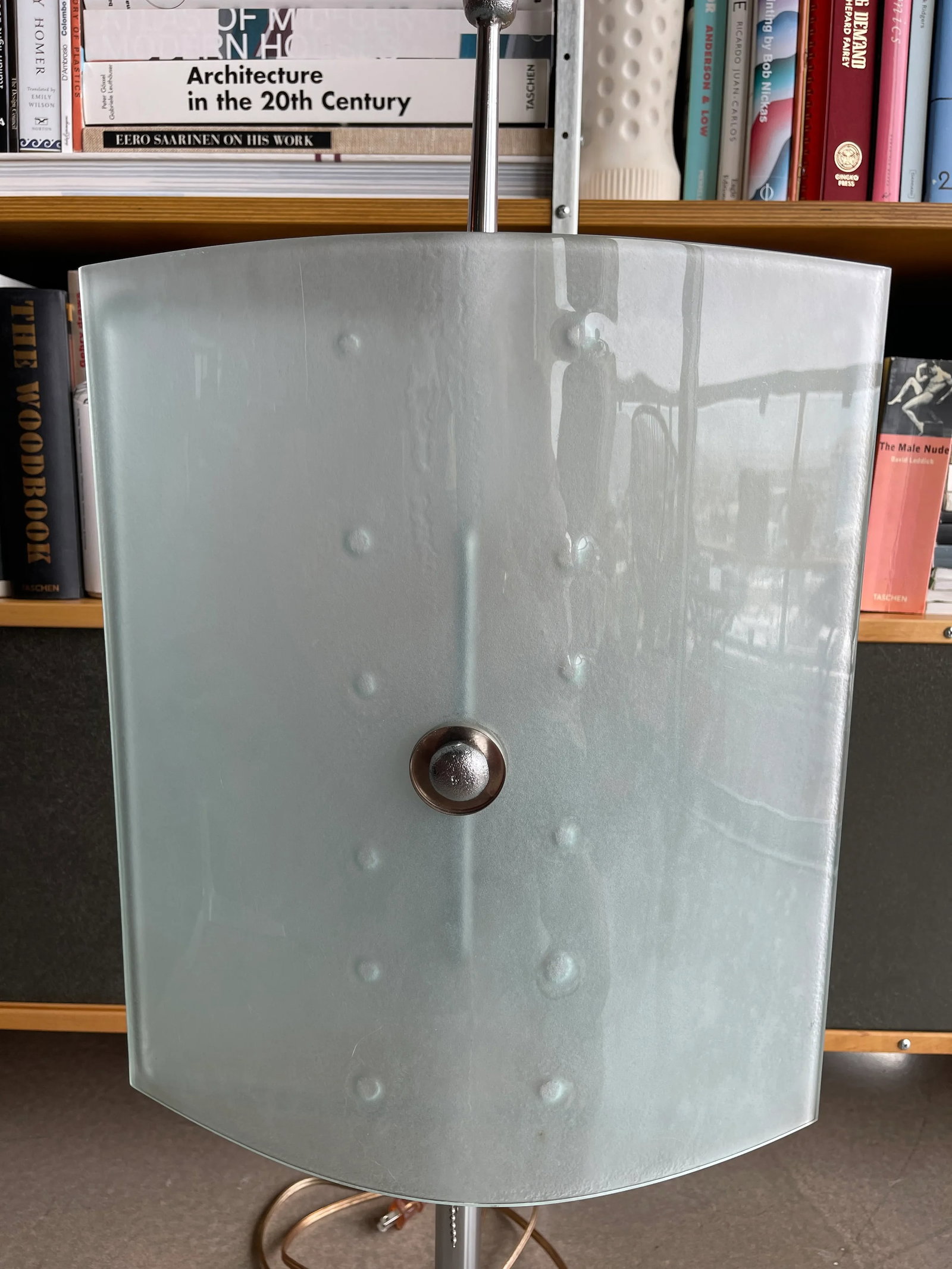 80s Monumental Glass Panel Steel Lamp Postmodern Fontana Arte Fratelli Martini Ponti Tronconi Style - 2