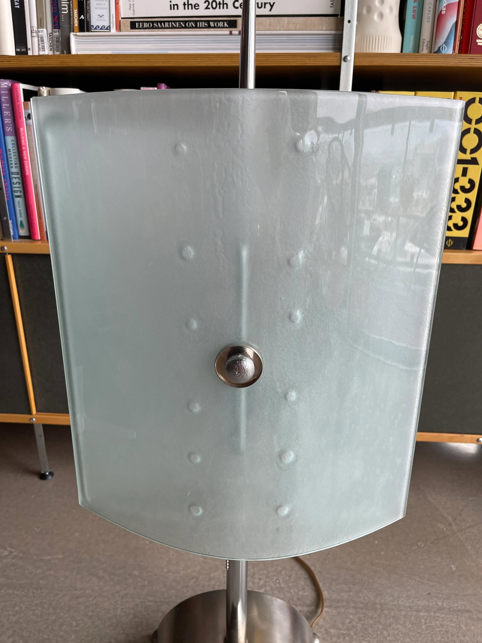 80s Monumental Glass Panel Steel Lamp Postmodern Fontana Arte Fratelli Martini Ponti Tronconi Style - 7