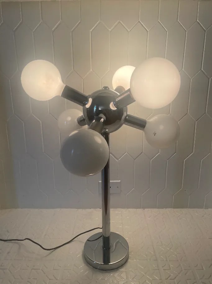 Mid-Century Modern Robert Sonneman Style Chrome Sputnik Atomic Table Lamp - 2