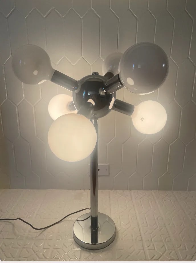 Mid-Century Modern Robert Sonneman Style Chrome Sputnik Atomic Table Lamp - 3