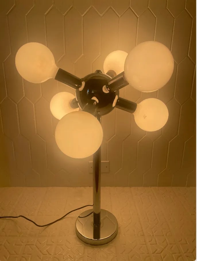 Mid-Century Modern Robert Sonneman Style Chrome Sputnik Atomic Table Lamp - 4
