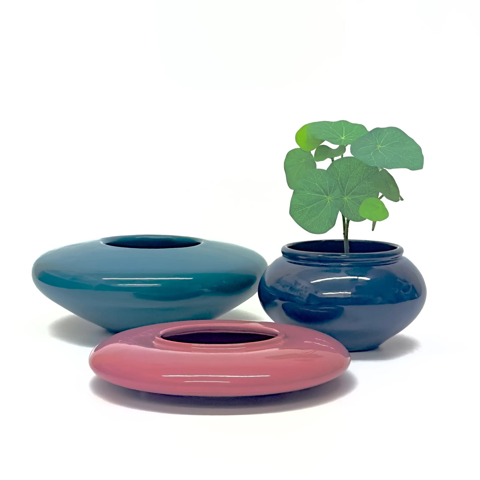 Mid Century Modern Jewel Toned Ceramic Planter Curation - Group of 3 - 2
