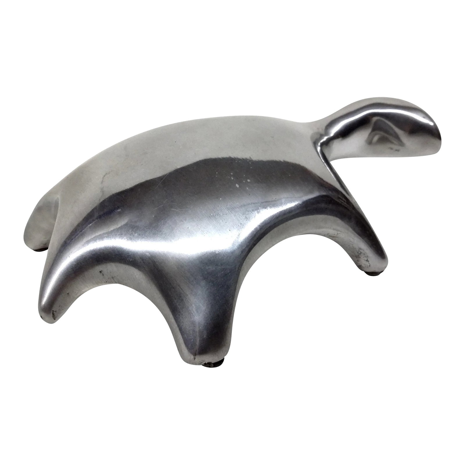 1960s Vintage Danish Modern Signed Pewter Turtle: This stunning pewter turtle is a rare and exquisite piece of artistry, a true masterpiece of the 1960s Danish Modern movement. The era's emphasis on minimalism, functionality, and organic shapes is pe