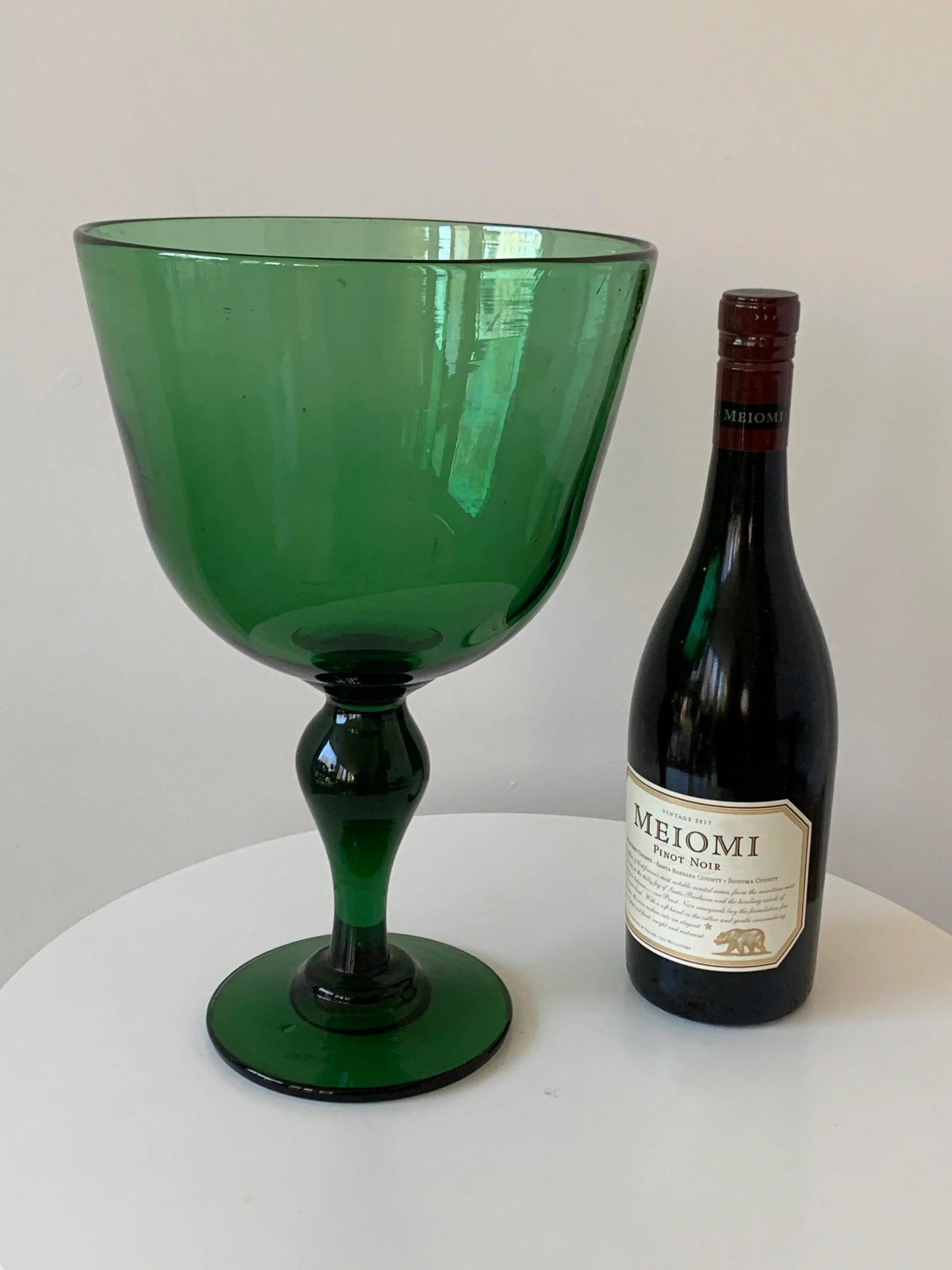 Antique French Green Glass Vase Goblet - 2