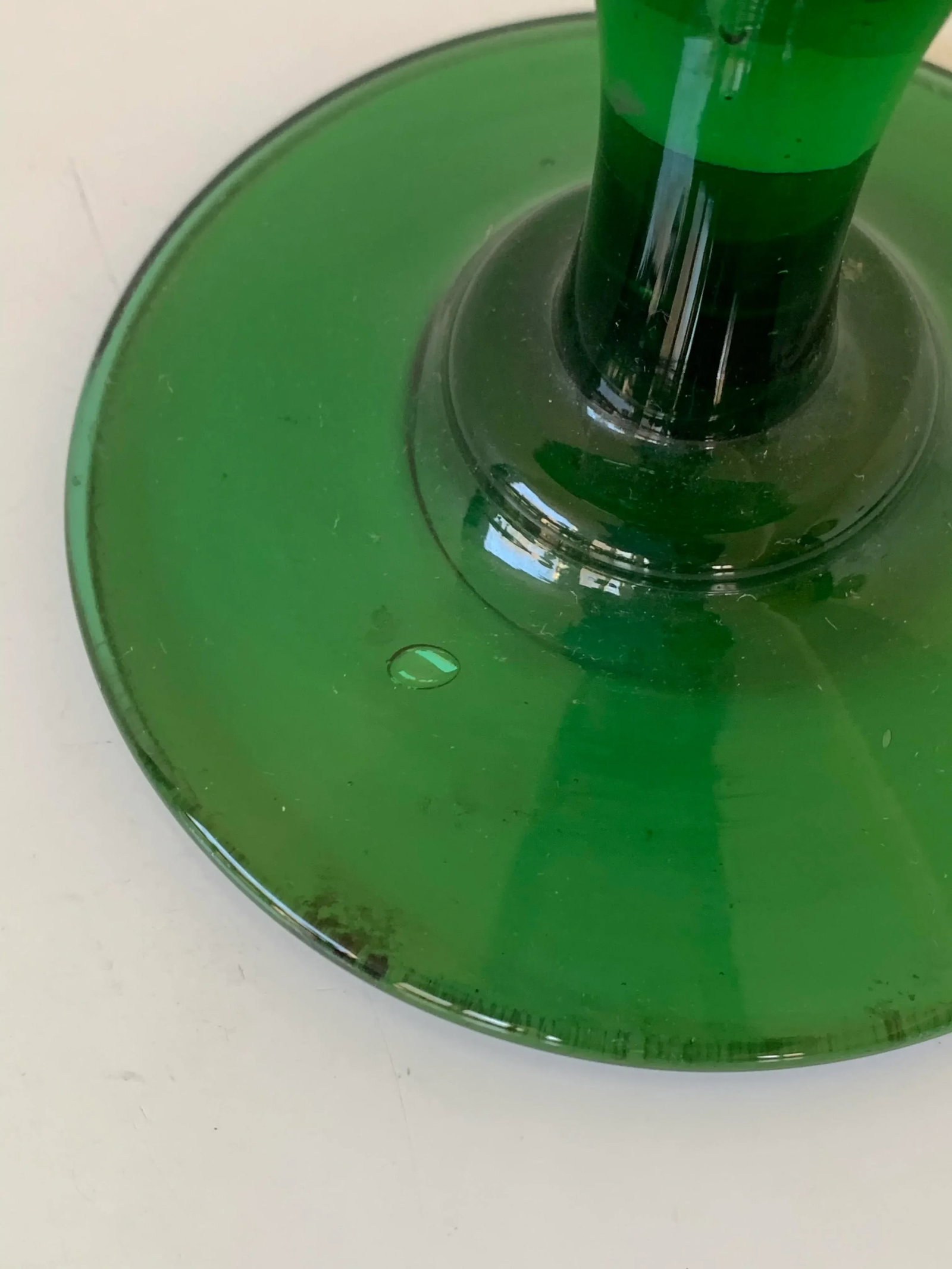 Antique French Green Glass Vase Goblet - 4
