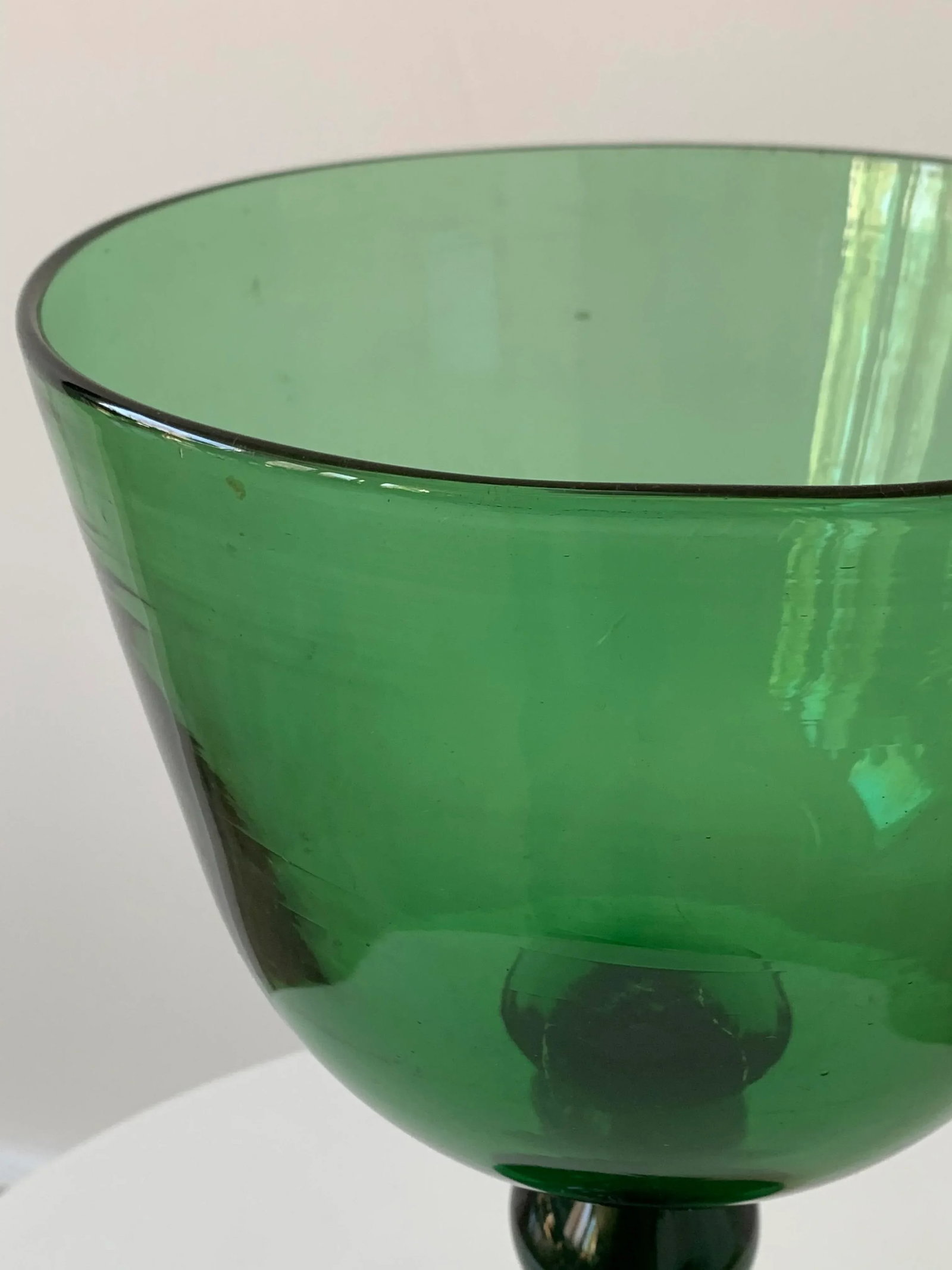 Antique French Green Glass Vase Goblet - 5