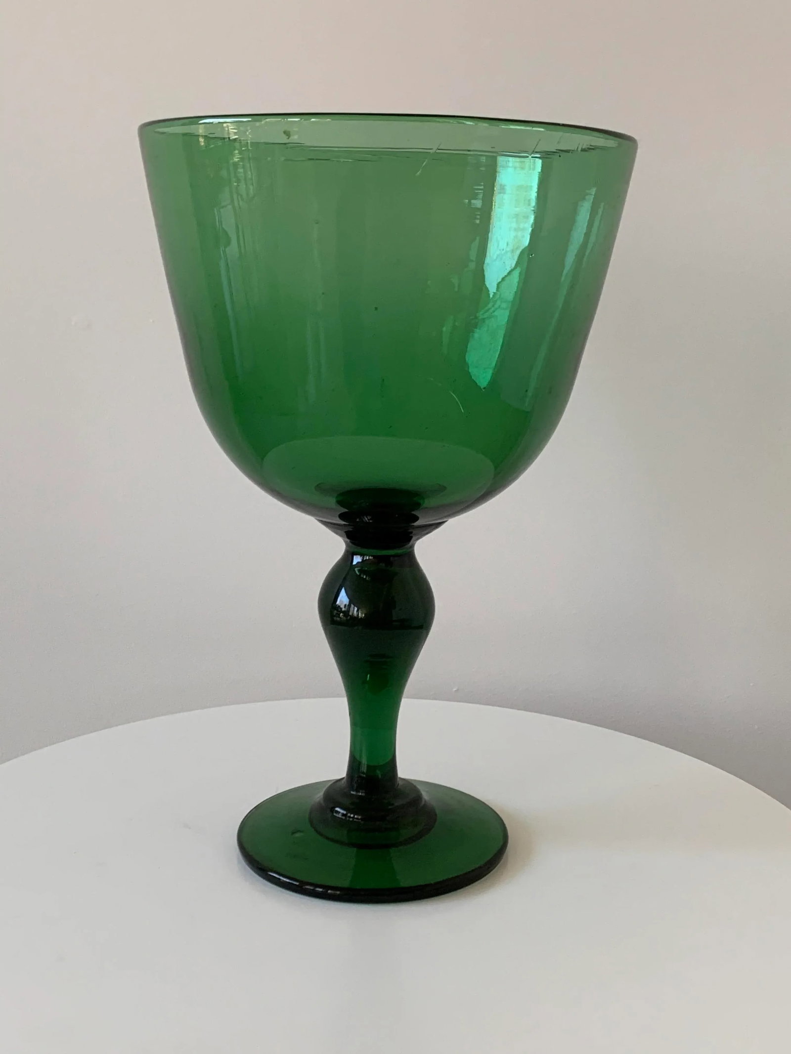 Antique French Green Glass Vase Goblet - 6
