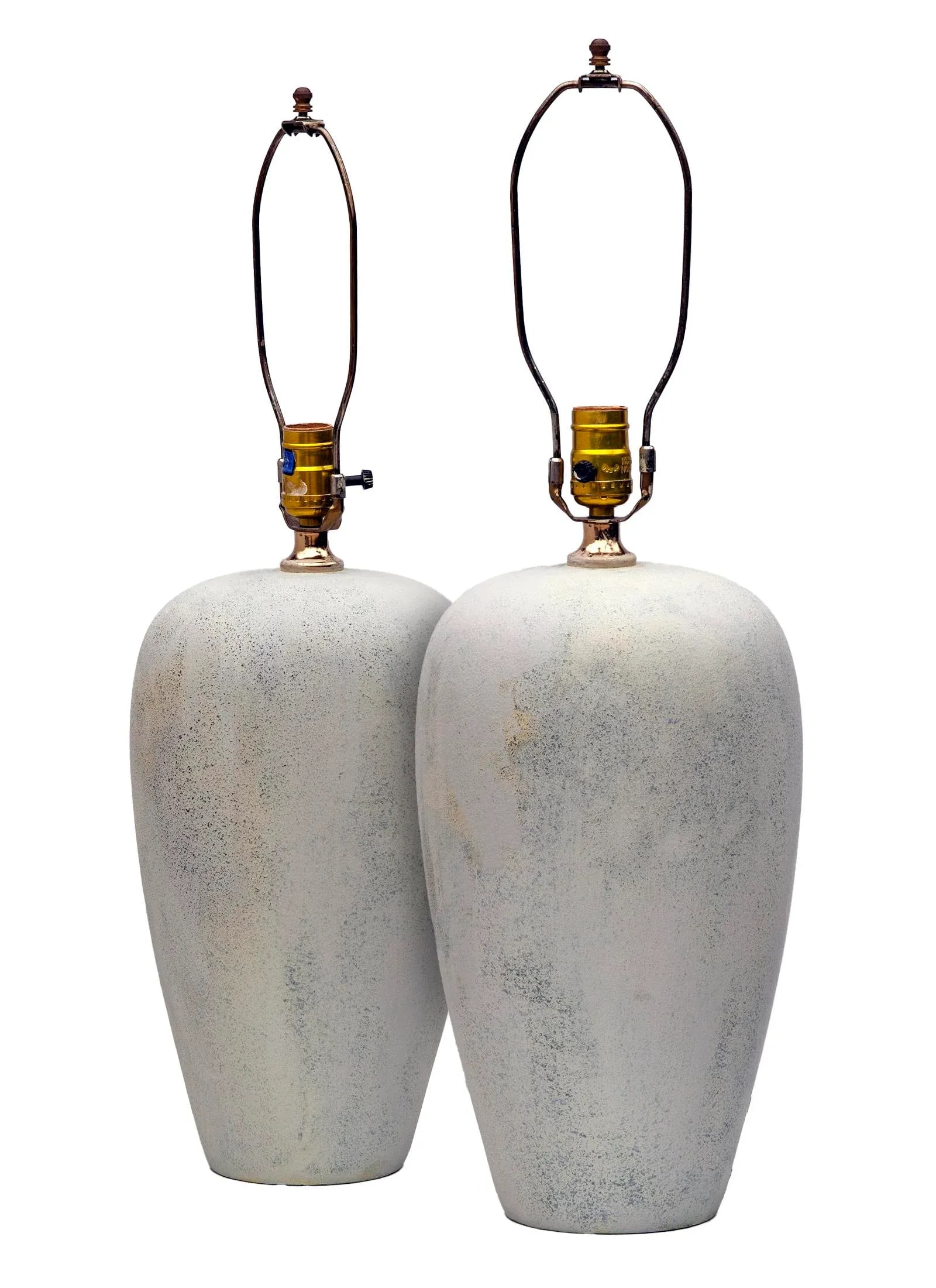1970s Faux Cement Resin Lamps a Pair - 2