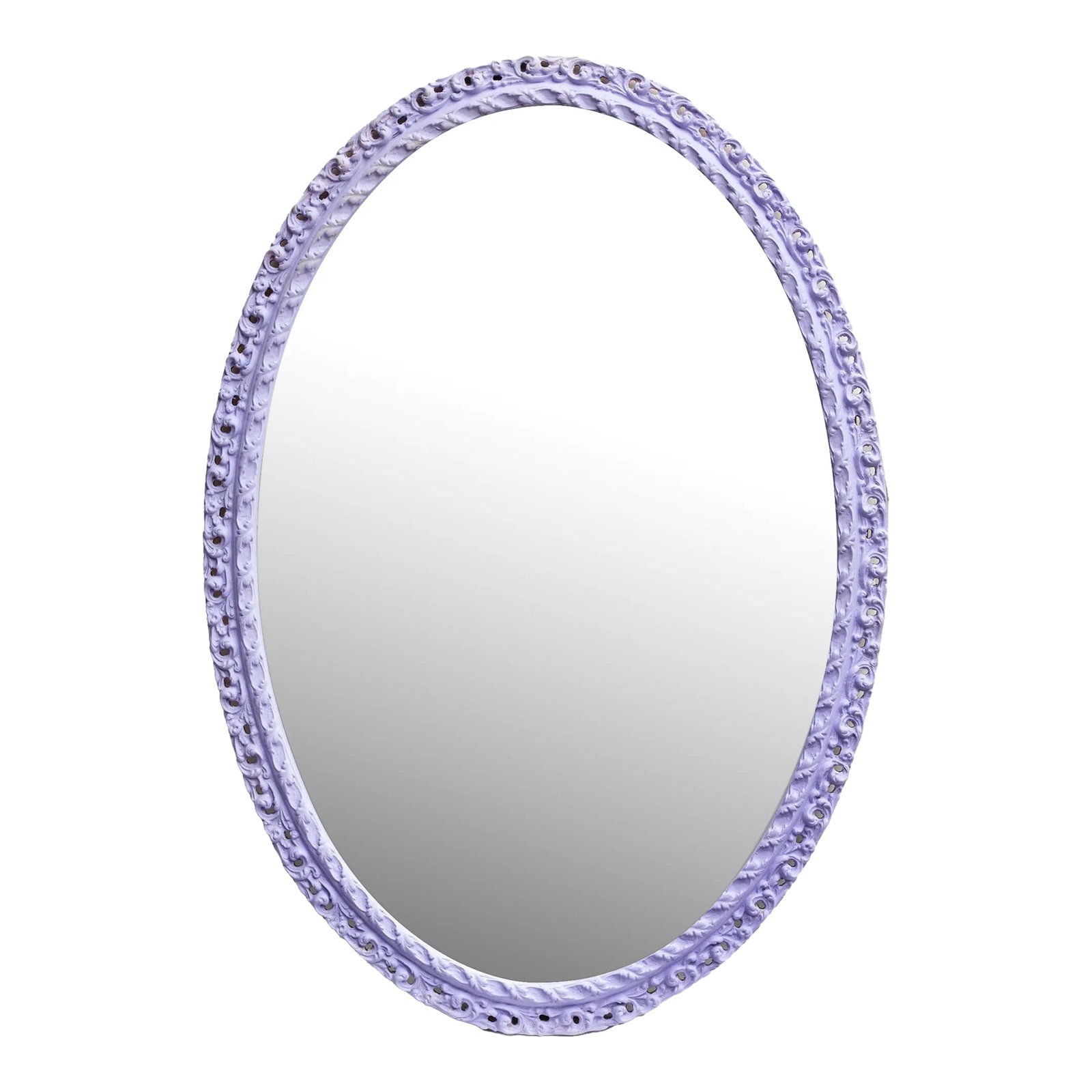 Large Mid 20th Century Oval Reticulated Purple Mirror (1 of 7)