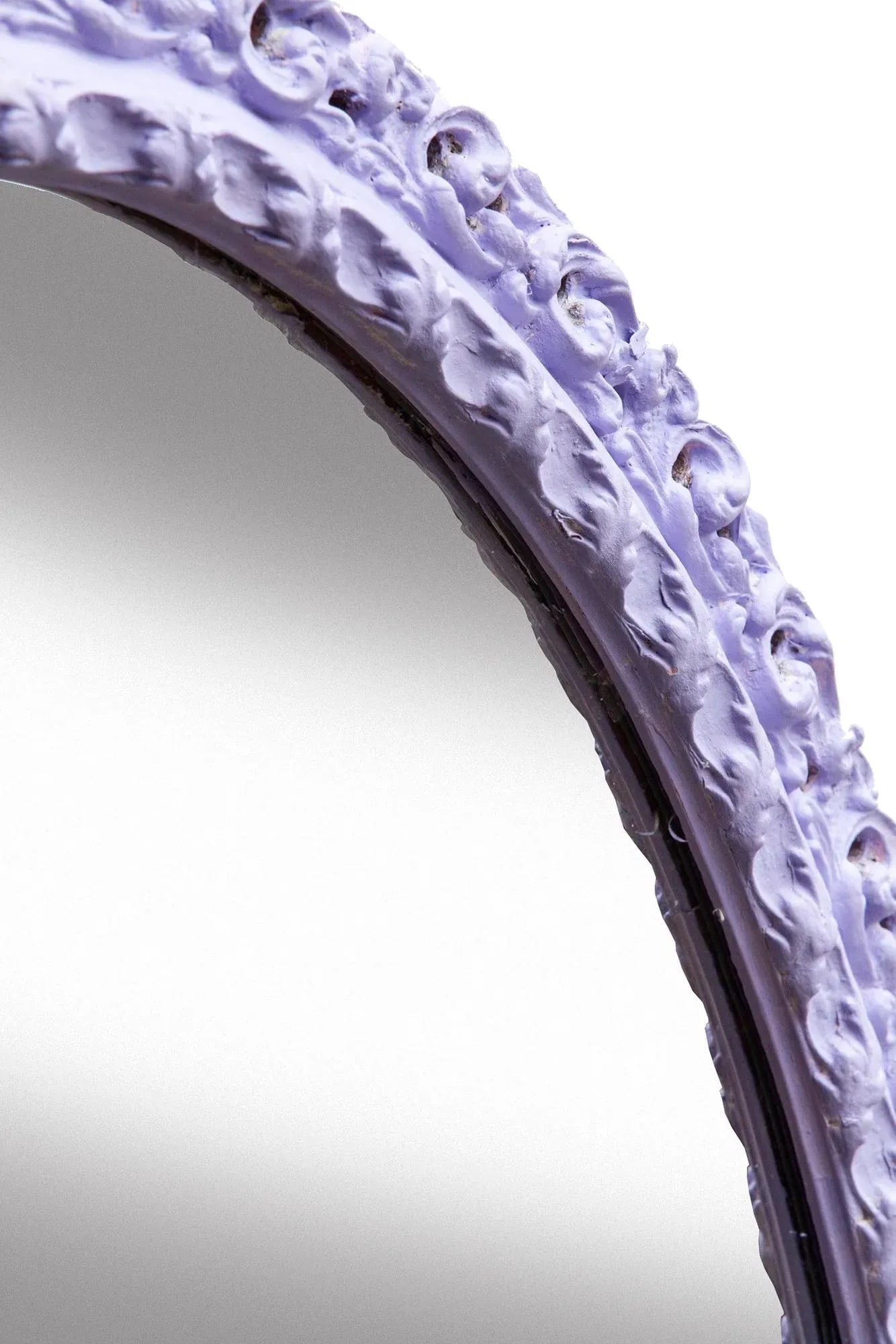 Large Mid 20th Century Oval Reticulated Purple Mirror - 7