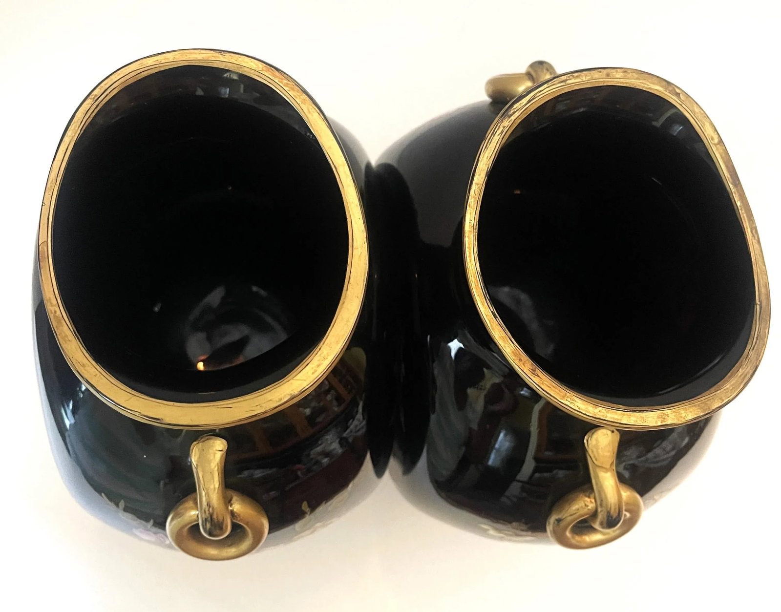 Pair of Late 19th Century Victorian Ebony Bristol Glass Vases - 12