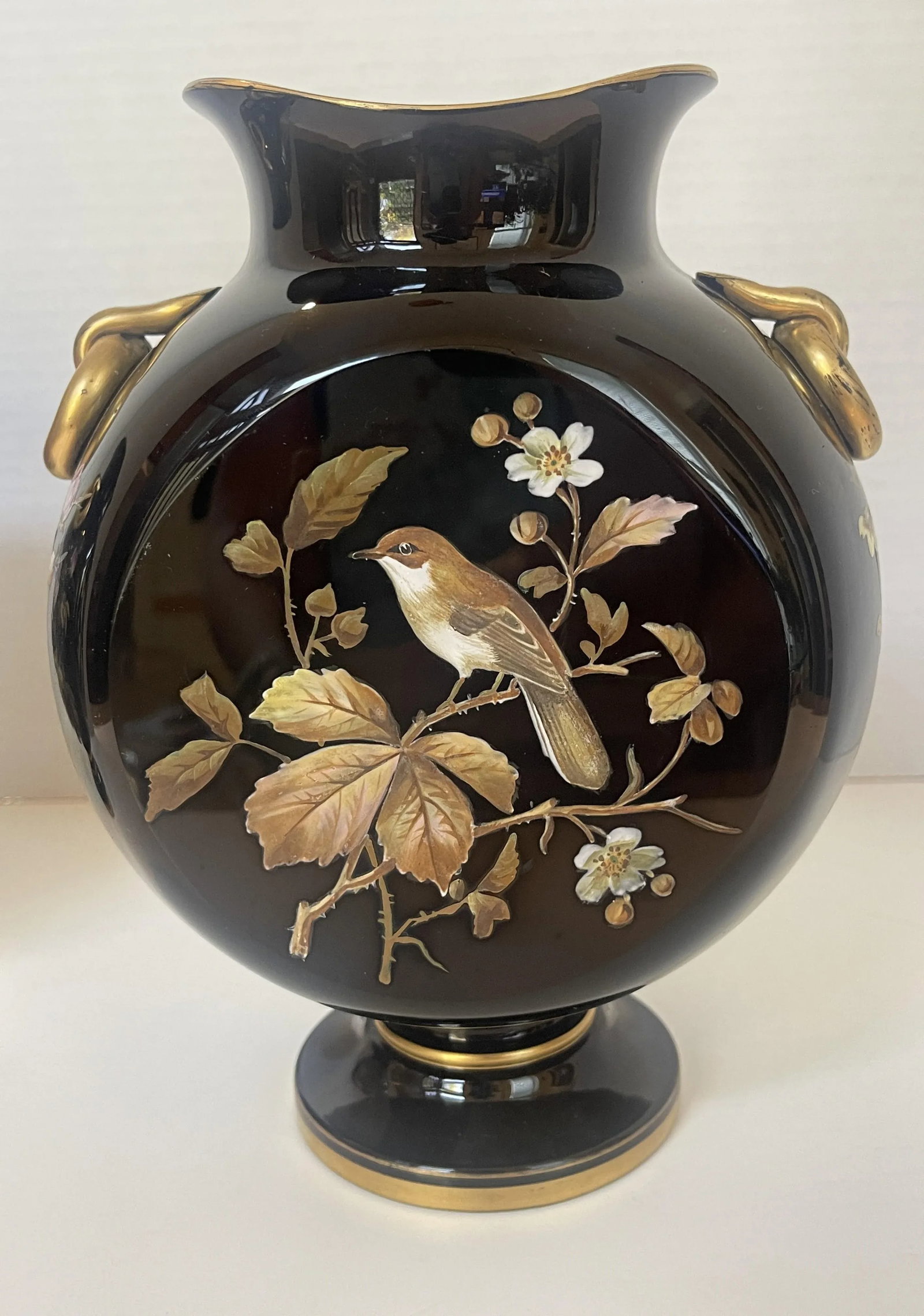 Pair of Late 19th Century Victorian Ebony Bristol Glass Vases - 7