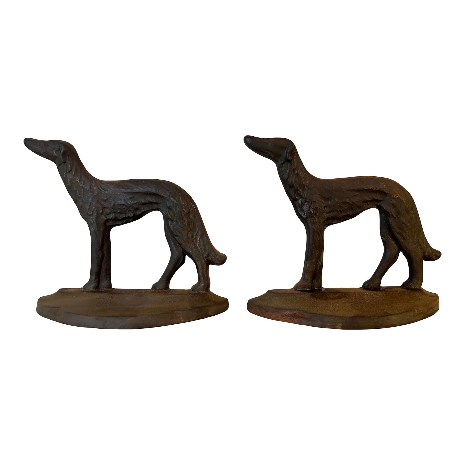 Vintage 1929 Art Deco Cast Iron Bookends, Russian Wolfhound - Corp - a Pair (1 of 11)
