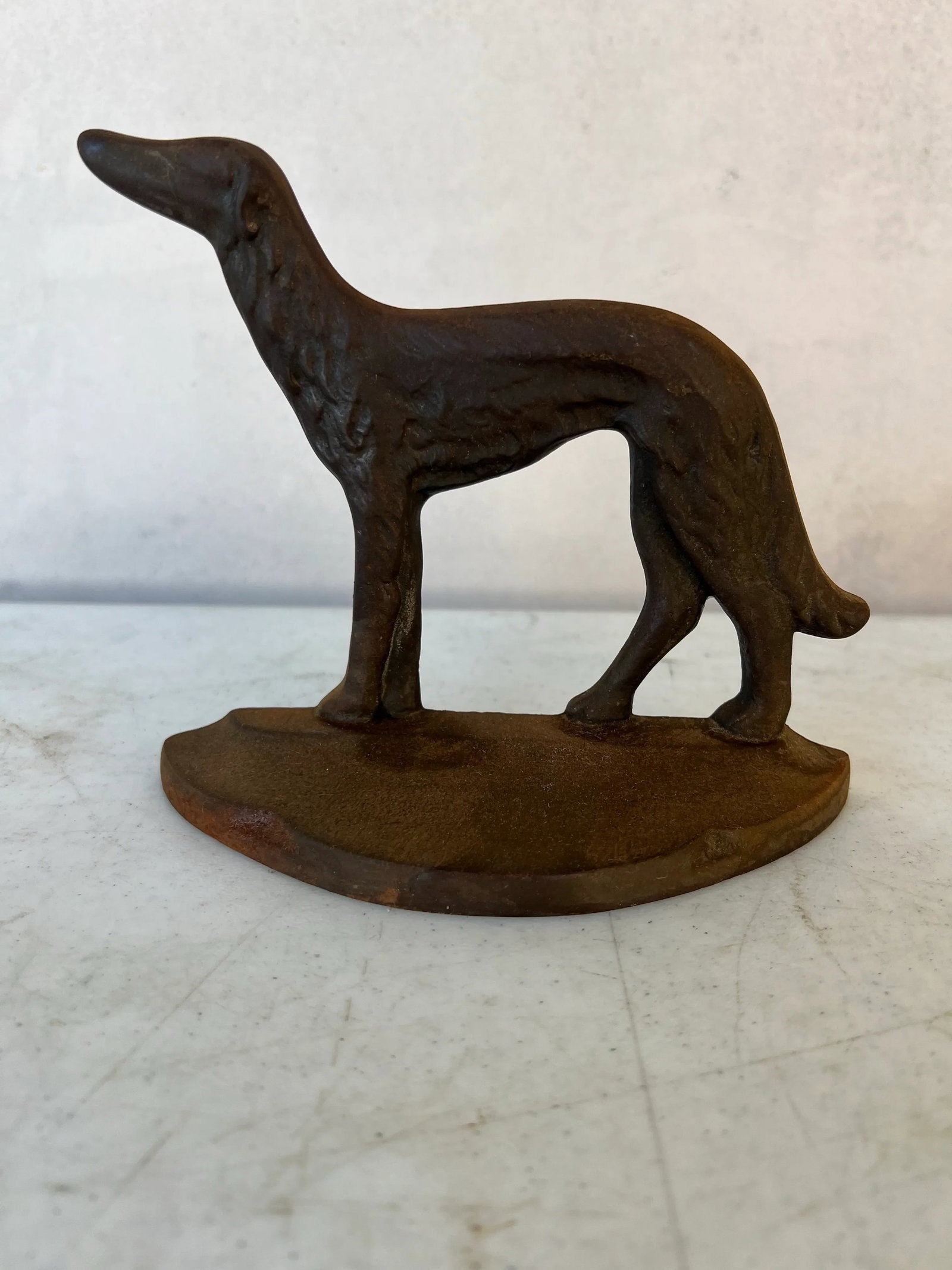 Vintage 1929 Art Deco Cast Iron Bookends, Russian Wolfhound - Corp - a Pair - 2