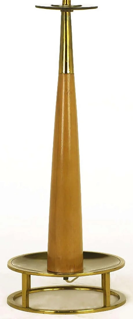Mahogany & Brass Open Base Table Lamp Attributed to Stiffel - 3