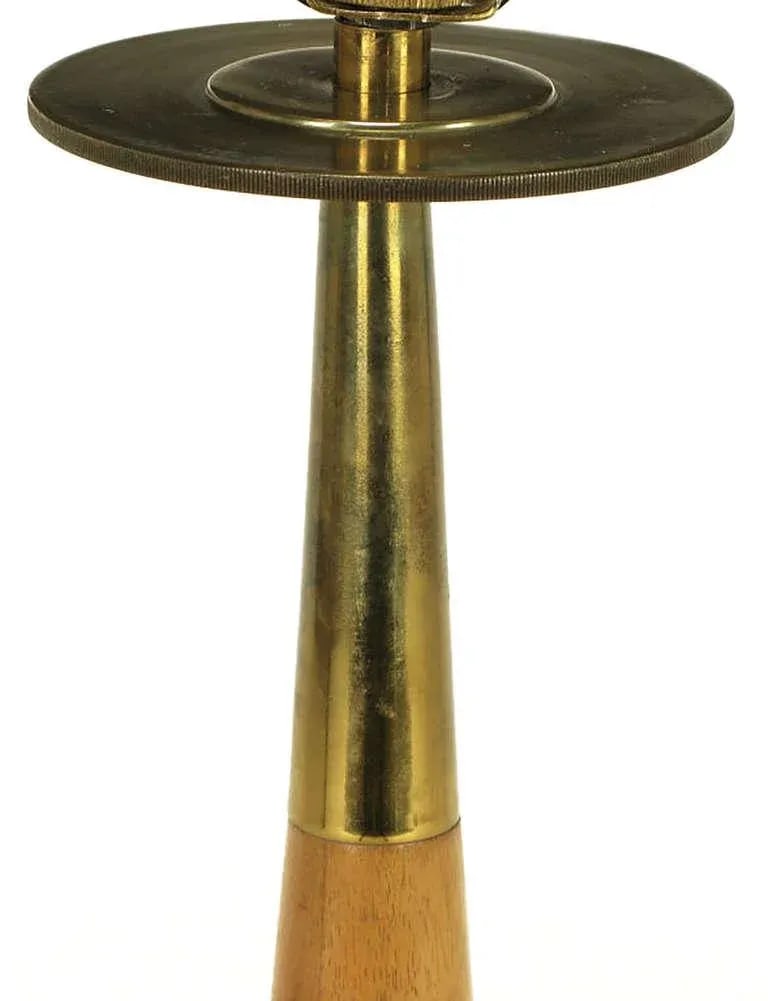 Mahogany & Brass Open Base Table Lamp Attributed to Stiffel - 4