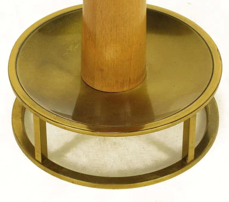Mahogany & Brass Open Base Table Lamp Attributed to Stiffel - 5