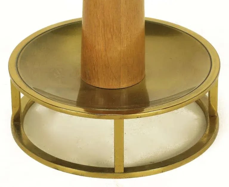 Mahogany & Brass Open Base Table Lamp Attributed to Stiffel - 6
