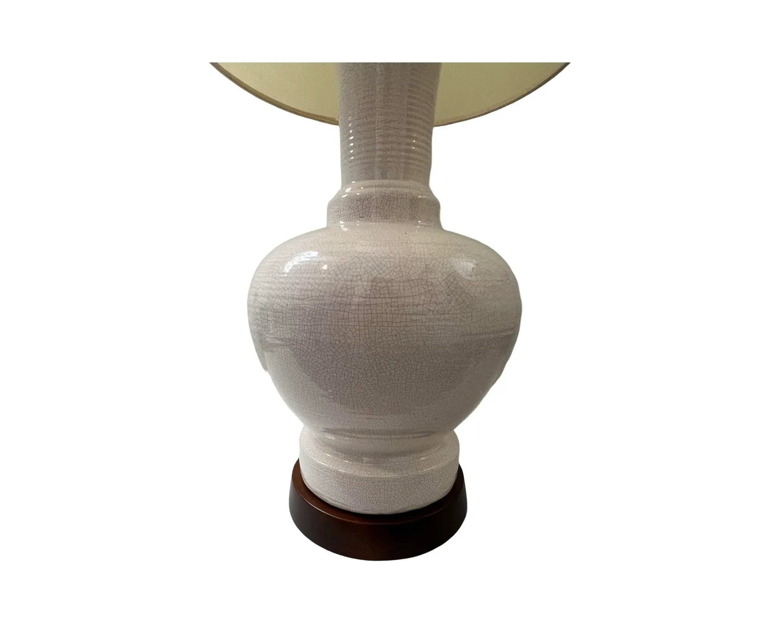 Vintage Mid-Century Modern 1960s Table Lamp Vintage Ceramic Studio Pottery White Glaze Walnut - 3