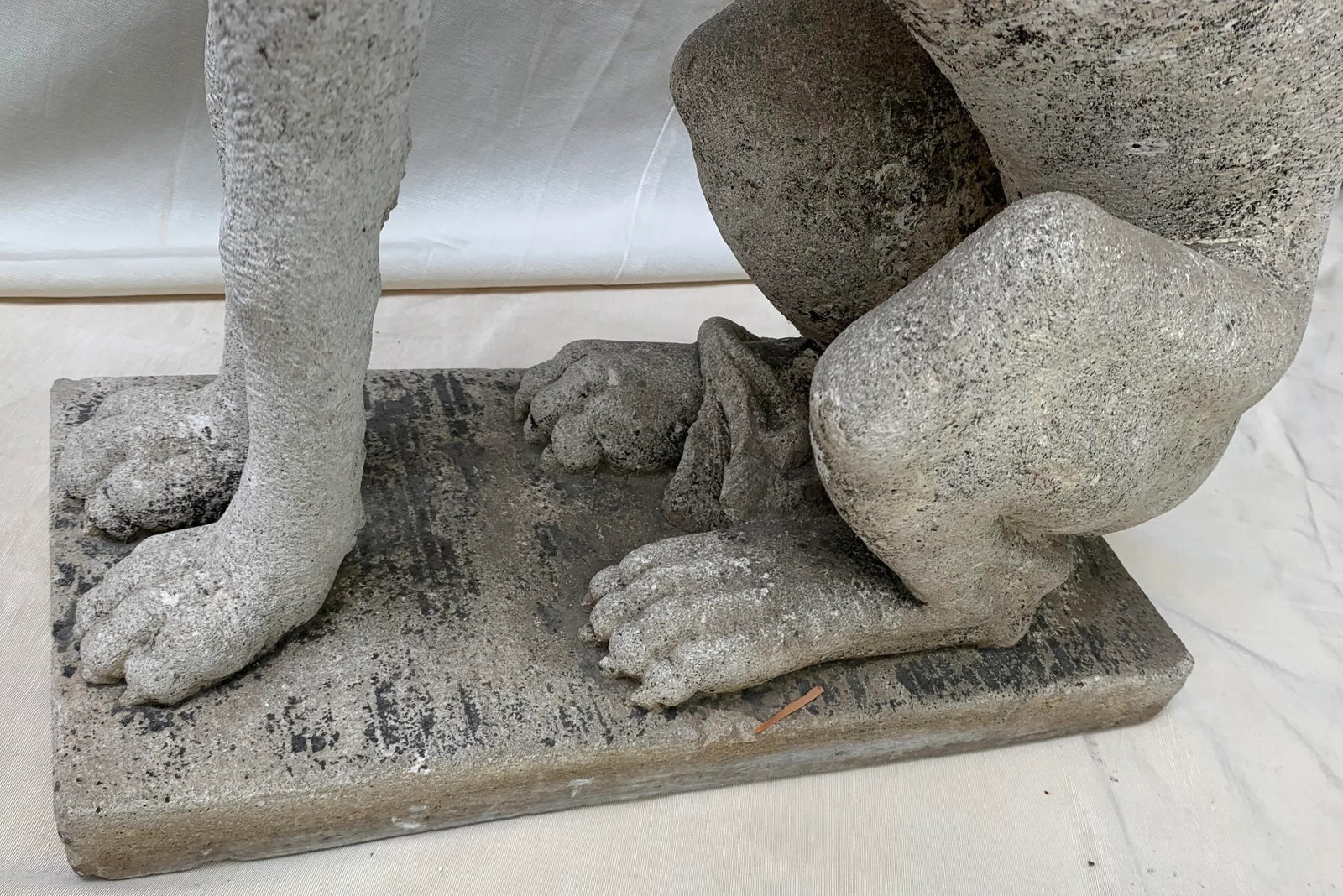 Vintage English Traditional Stone Dog Statues - Set of 2 - 12