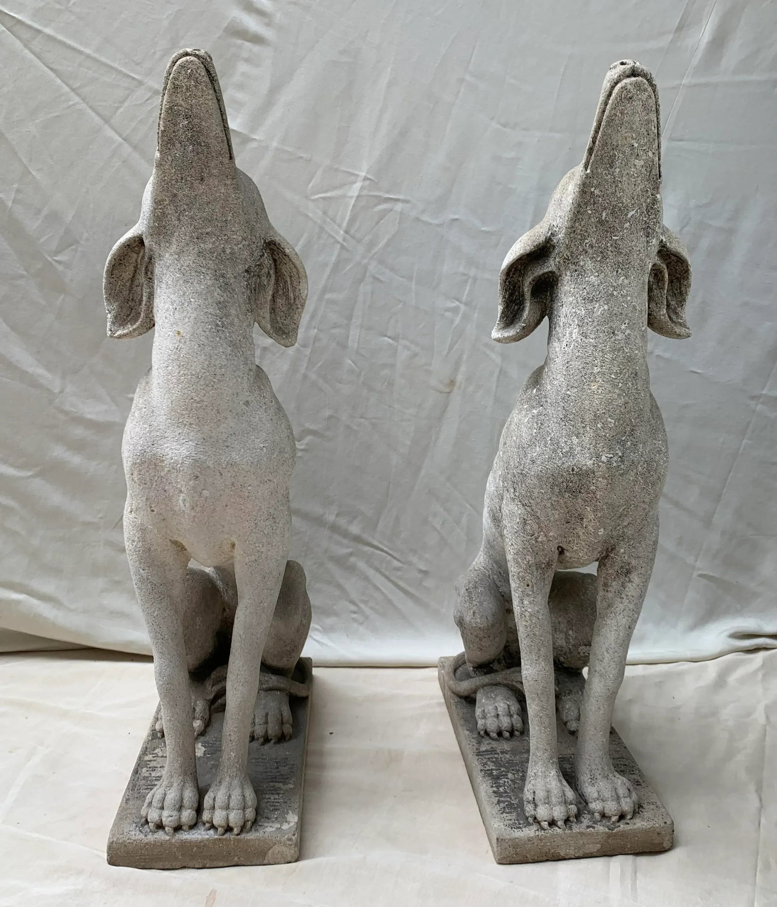 Vintage English Traditional Stone Dog Statues - Set of 2 - 2