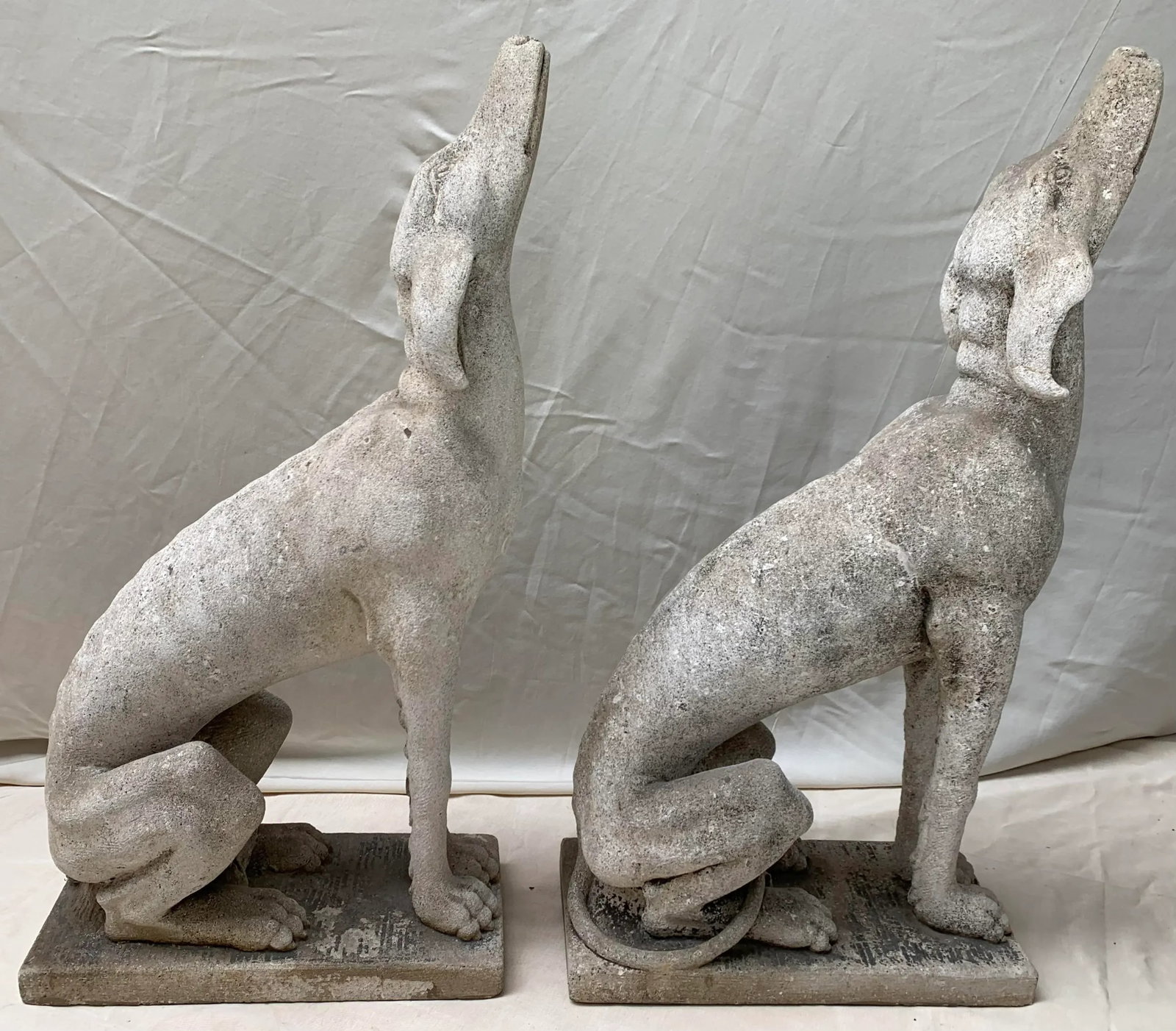 Vintage English Traditional Stone Dog Statues - Set of 2 - 3