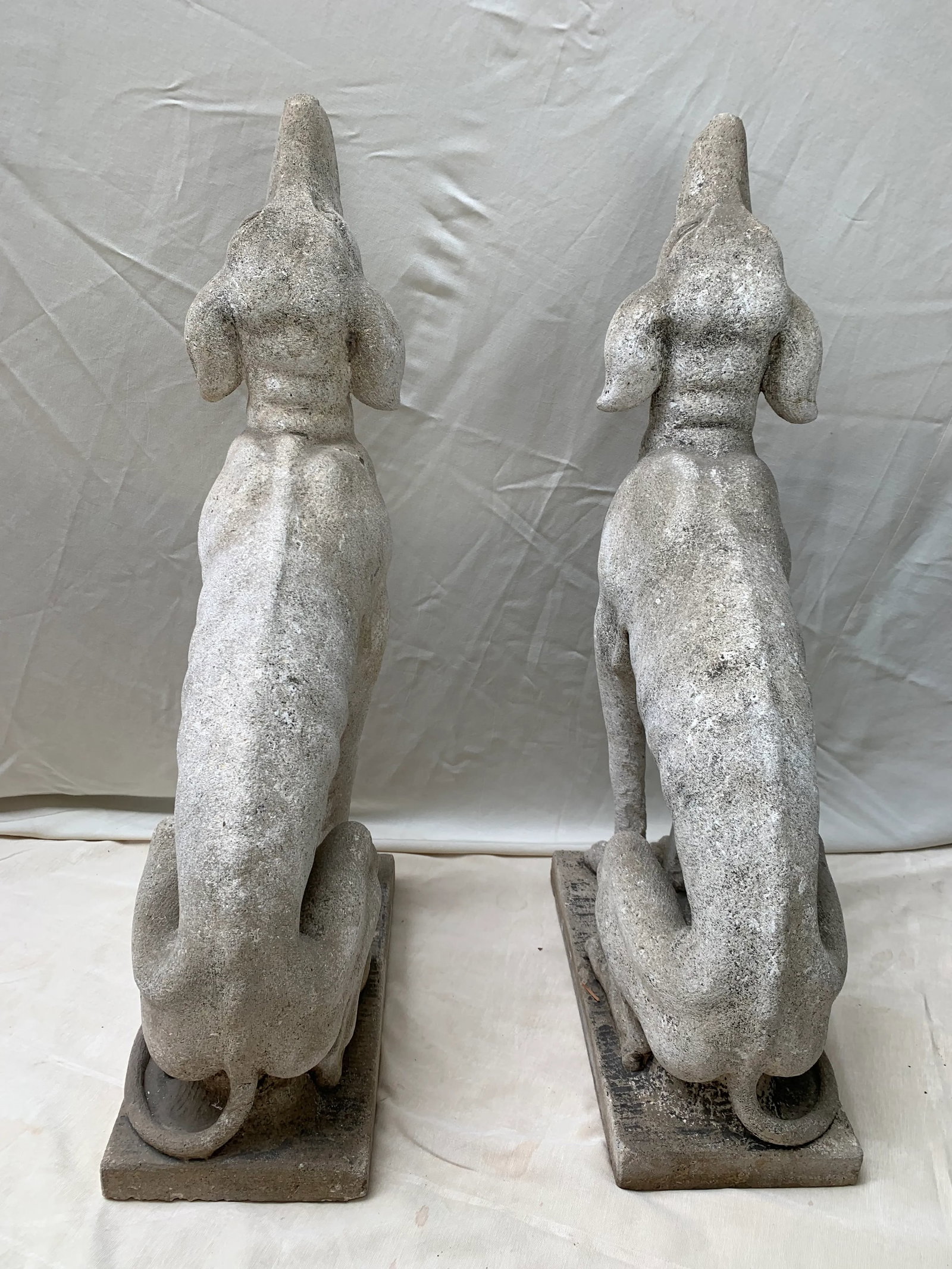 Vintage English Traditional Stone Dog Statues - Set of 2 - 4