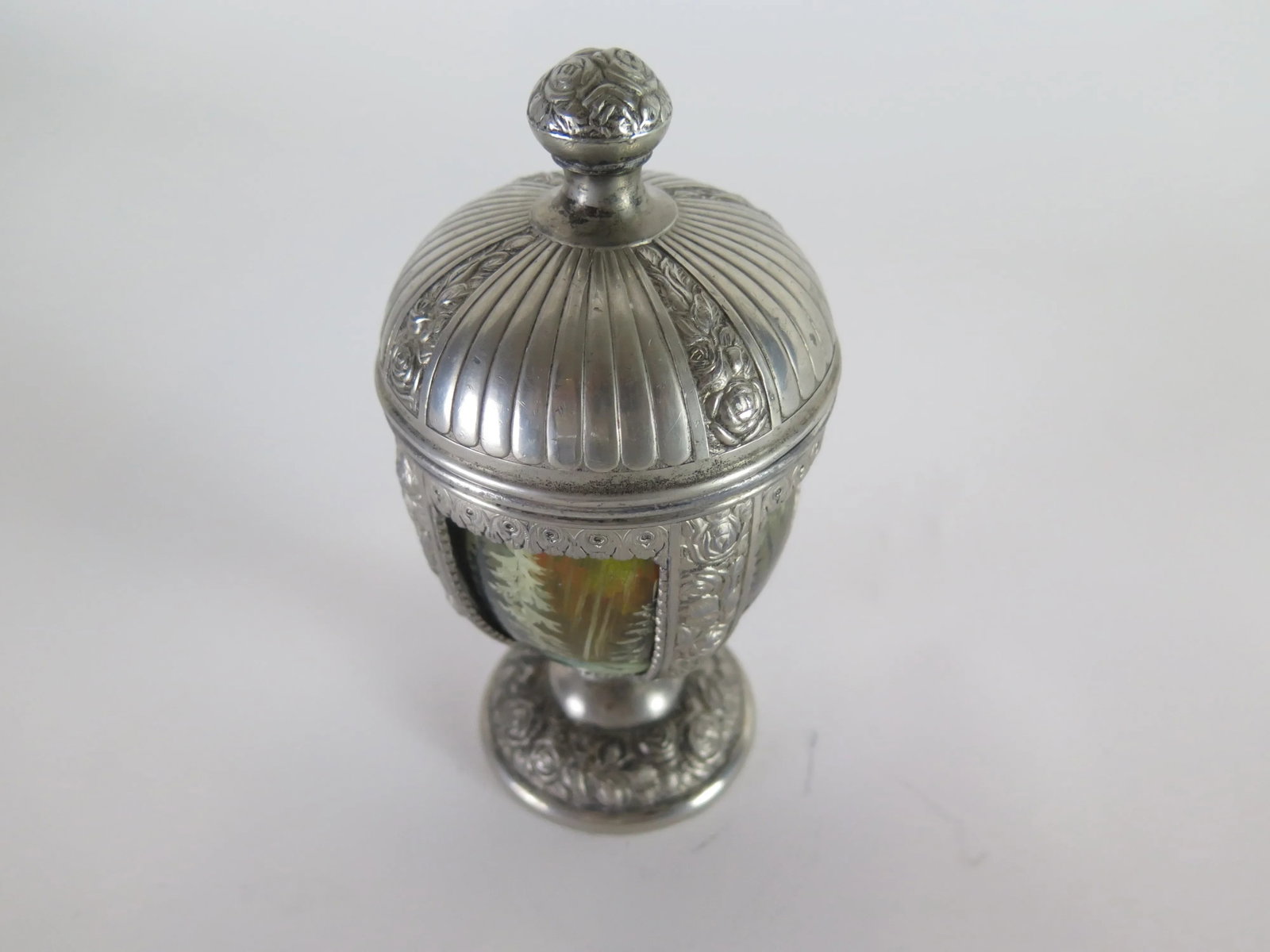 Silver Plaited Japanese Hand Painted Wooden Egg Holder - 4