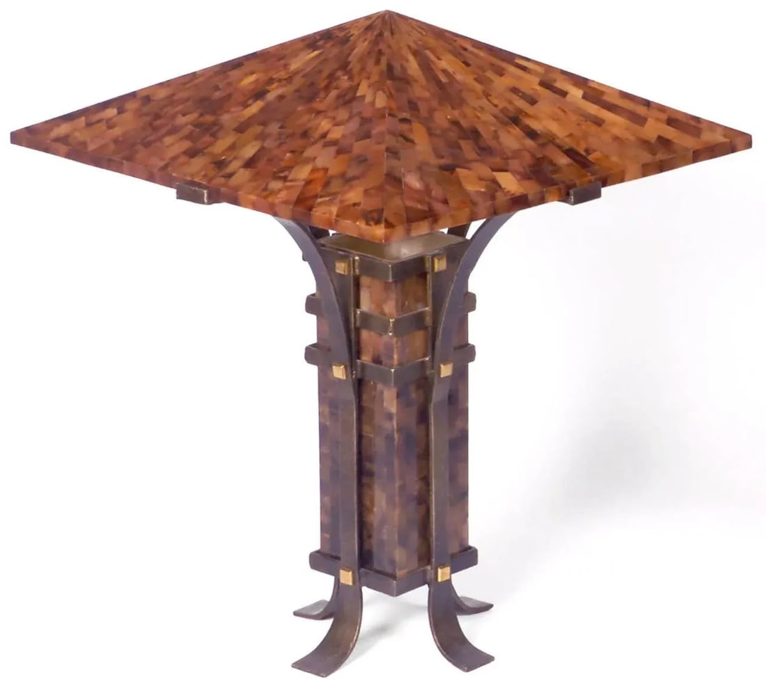 Maitland-Smith Tessellated Horn and Iron Table Lamps - a Pair - 2