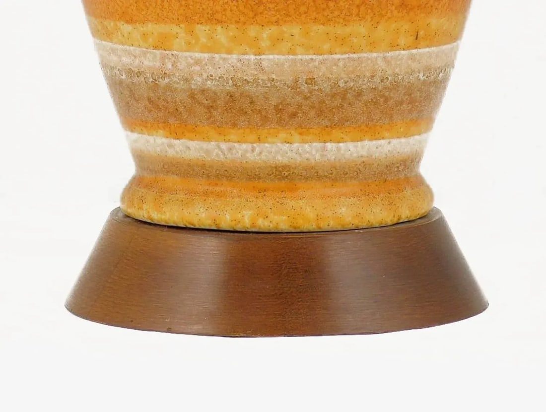 Striped Salt Glazed Pottery Table Lamps - a Pair - 6