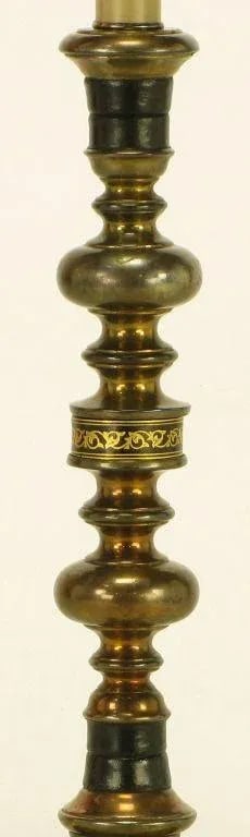 Brass & Black Leather Baluster Form Table Lamp - 4