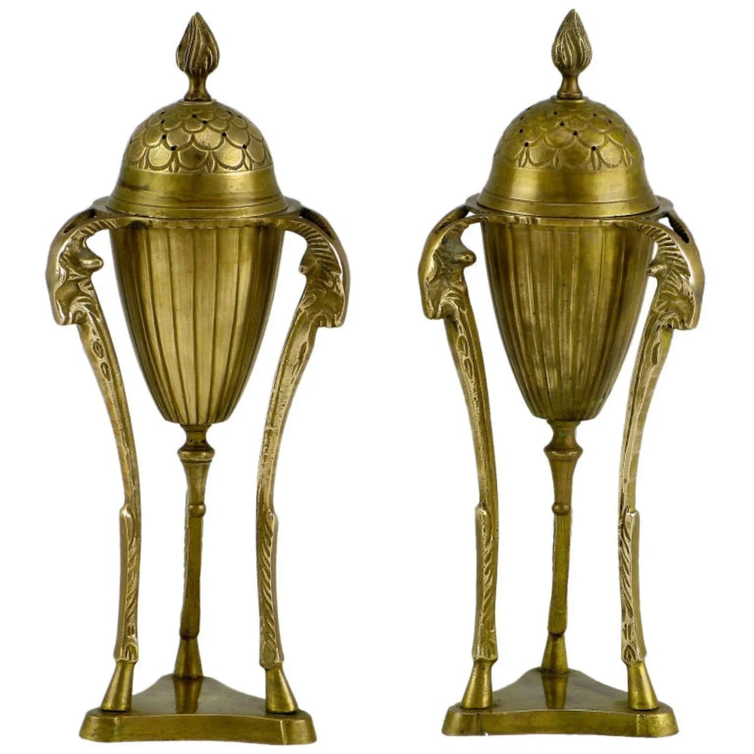 Brass Rams Heads & Hooves Empire Style Censers - a Pair - 7