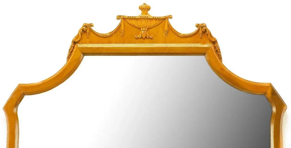 Carved Walnut Shield-Form Empire Ribbon & Acanthus Leaf Mirror - 3