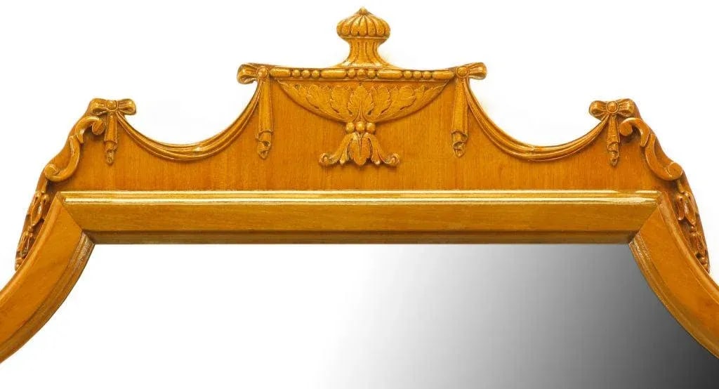 Carved Walnut Shield-Form Empire Ribbon & Acanthus Leaf Mirror - 4