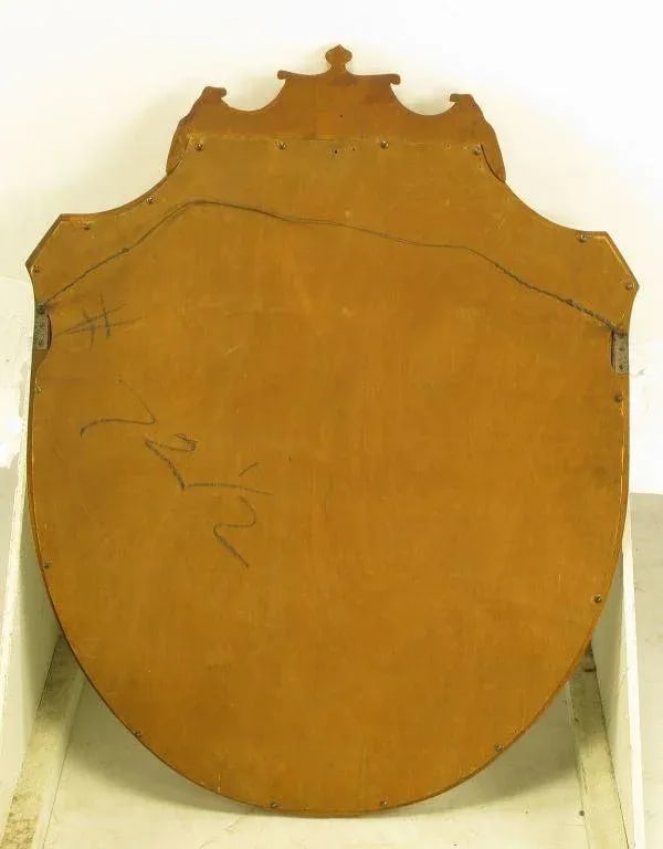 Carved Walnut Shield-Form Empire Ribbon & Acanthus Leaf Mirror - 5
