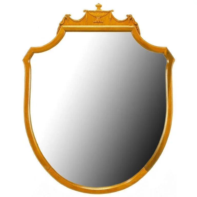 Carved Walnut Shield-Form Empire Ribbon & Acanthus Leaf Mirror - 6