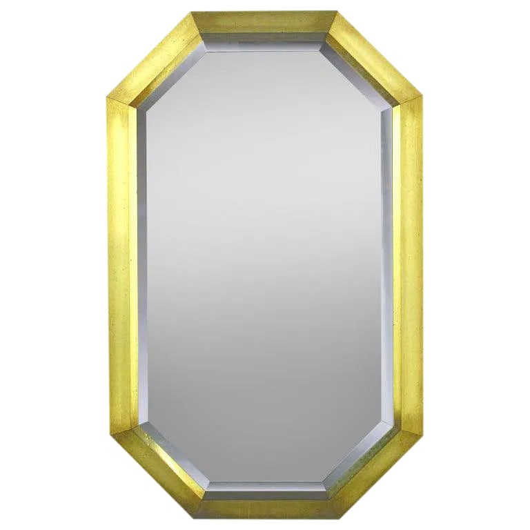 Octagonal Patinated Brass Frame Beveled Mirror (1 of 7)