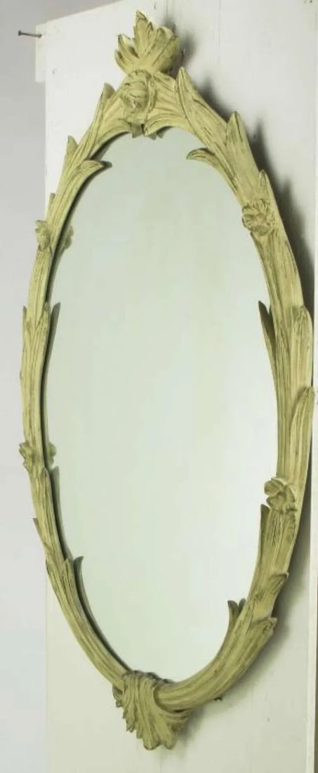 Hand-Carved French Regence Style Mirror With Gilt Ivory Glaze - 2