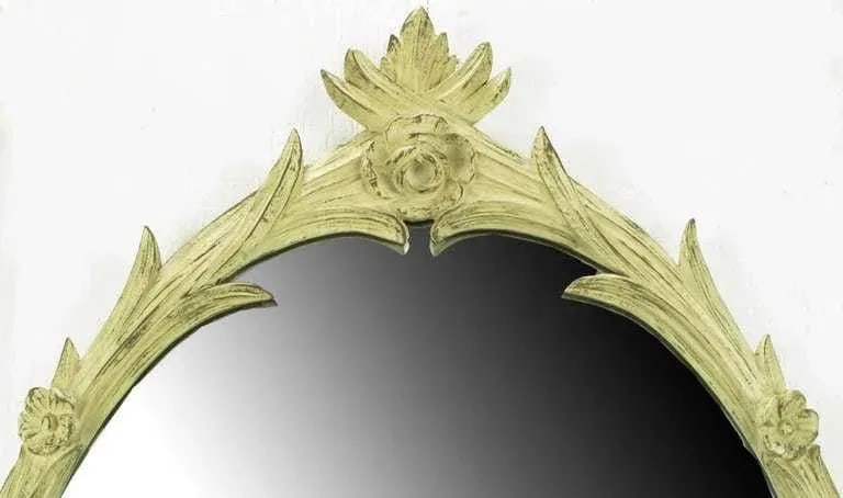 Hand-Carved French Regence Style Mirror With Gilt Ivory Glaze - 3