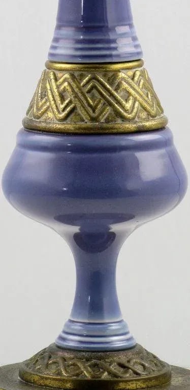 Single Ceramic Table Lamp in Amethyst and Brass - 4