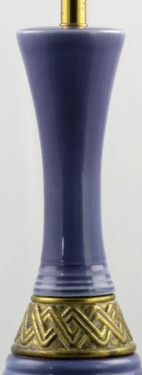 Single Ceramic Table Lamp in Amethyst and Brass - 5