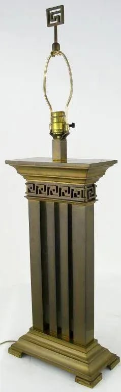 Greek Revival Bronze Columned Table Lamp - 3