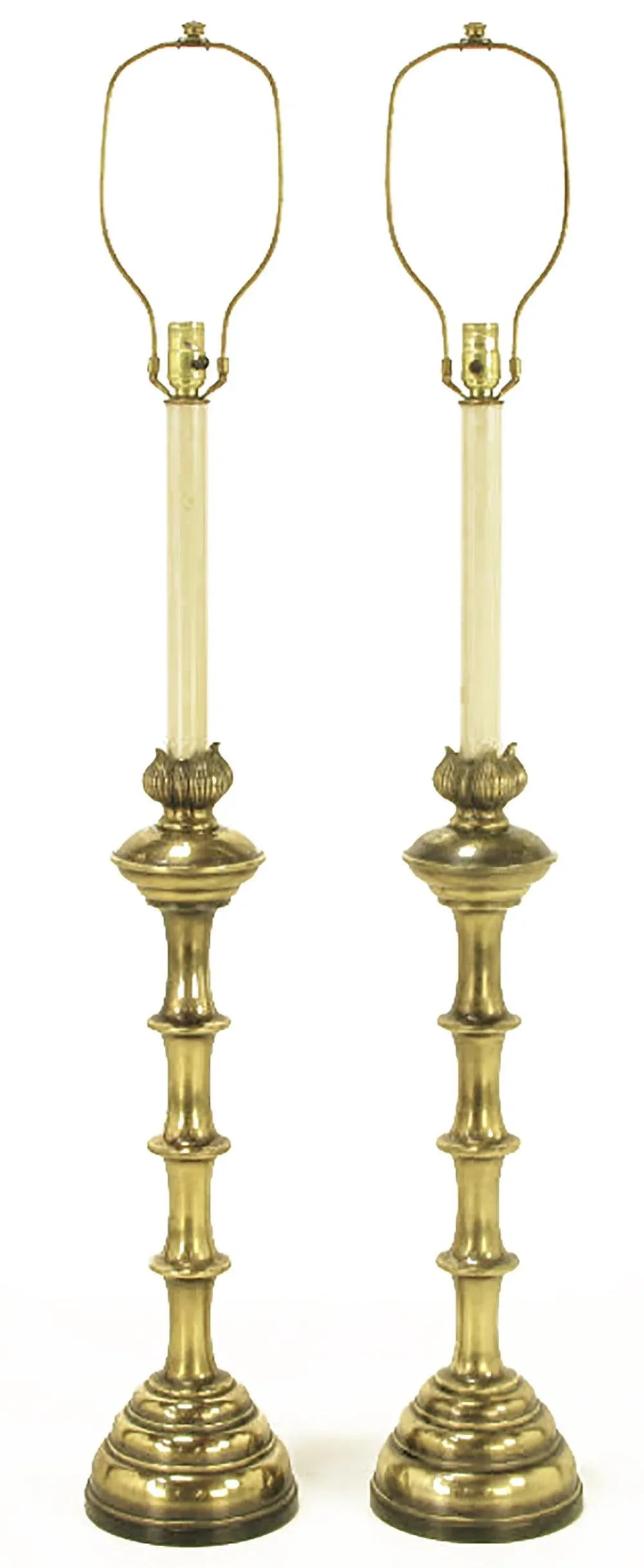 Stiffel Patinated Brass Table Lamps - a Pair - 2