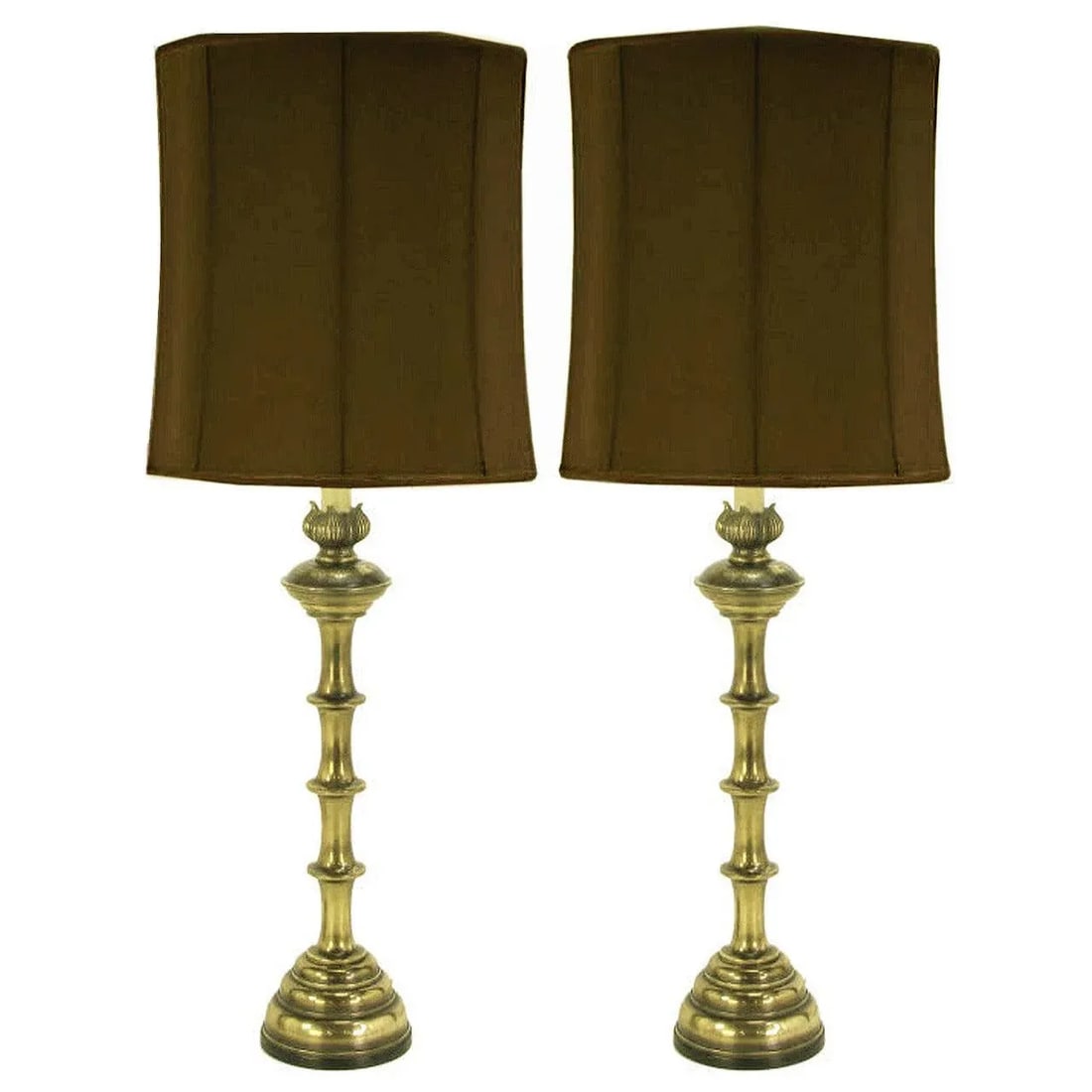Stiffel Patinated Brass Table Lamps - a Pair - 7